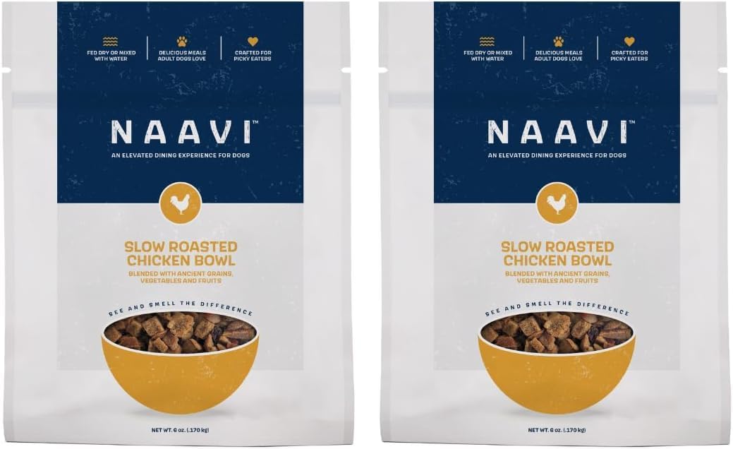 Natural Dog Food - Slow-Roasted Chicken Bowl with Ancient Grains, Vegetables & Fruits - Ideal Wet/Dry Meal or Premium Dog Food Toppers for Picky Eaters (6 oz, Pack of 2)
