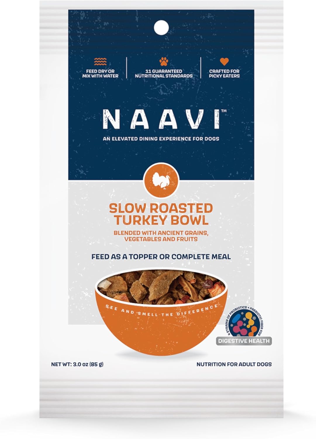 Natural Dog Food - Slow-Roasted Beef Bowl with Ancient Grains, Vegetables & Fruits - Ideal Wet/Dry Meal or Premium Dog Food Toppers for Picky Eaters (6 oz)
