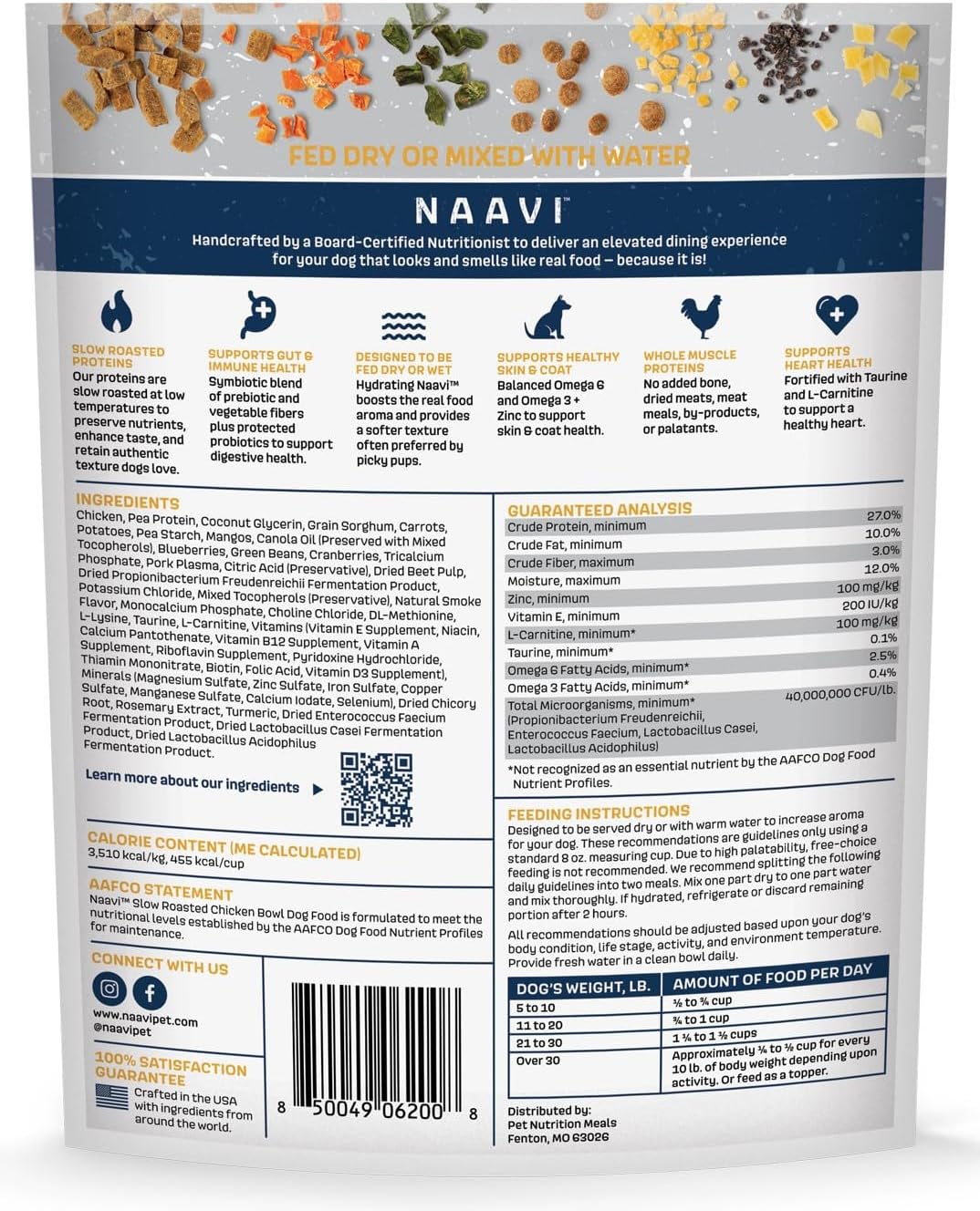 Natural Dog Food - Slow-Roasted Chicken Bowl with Ancient Grains, Vegetables & Fruits - Ideal Wet/Dry Meal or Premium Dog Food Toppers for Picky Eaters (6 oz)