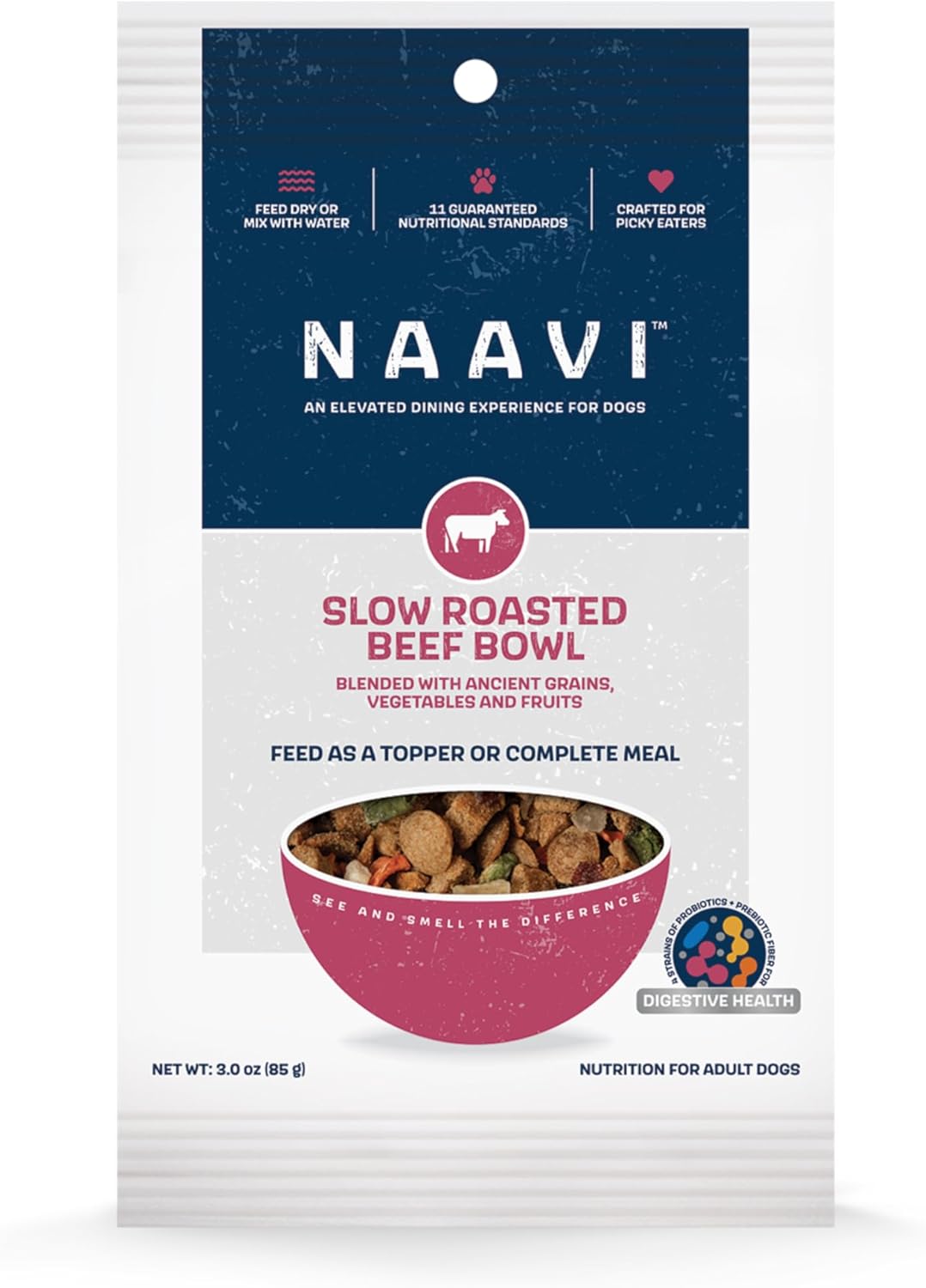 Natural Dog Food - Slow-Roasted Chicken Bowl with Ancient Grains, Vegetables & Fruits - Ideal Wet/Dry Meal or Premium Dog Food Toppers for Picky Eaters (6 oz)