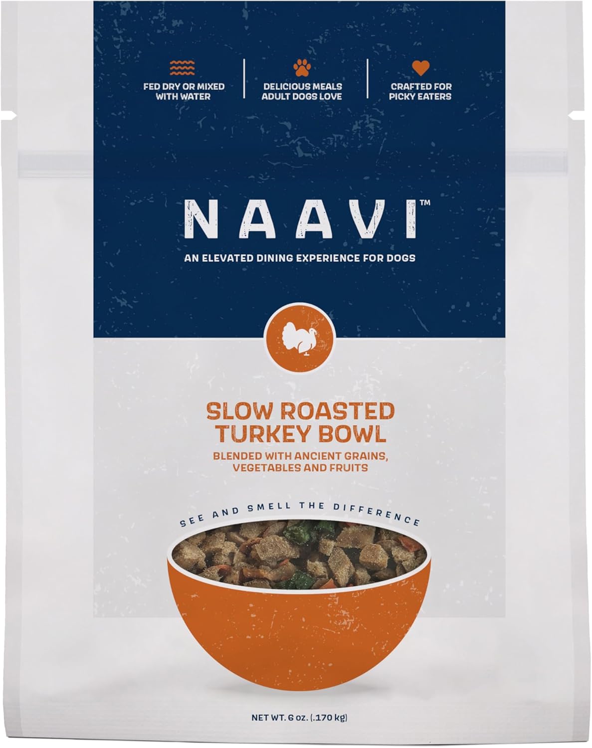 Natural Dog Food - Slow-Roasted Turkey Bowl with Ancient Grains, Vegetables & Fruits - Ideal Wet/Dry Meal or Premium Dog Food Toppers for Picky Eaters (3 oz, Pack of 1)