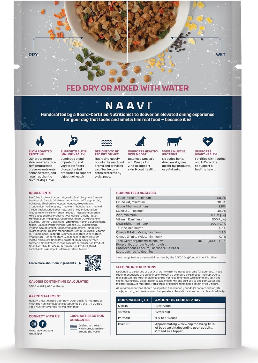 Natural Dog Food - Slow-Roasted Beef Bowl with Ancient Grains, Vegetables & Fruits - Ideal Wet/Dry Meal or Premium Dog Food Toppers for Picky Eaters (2 lbs)