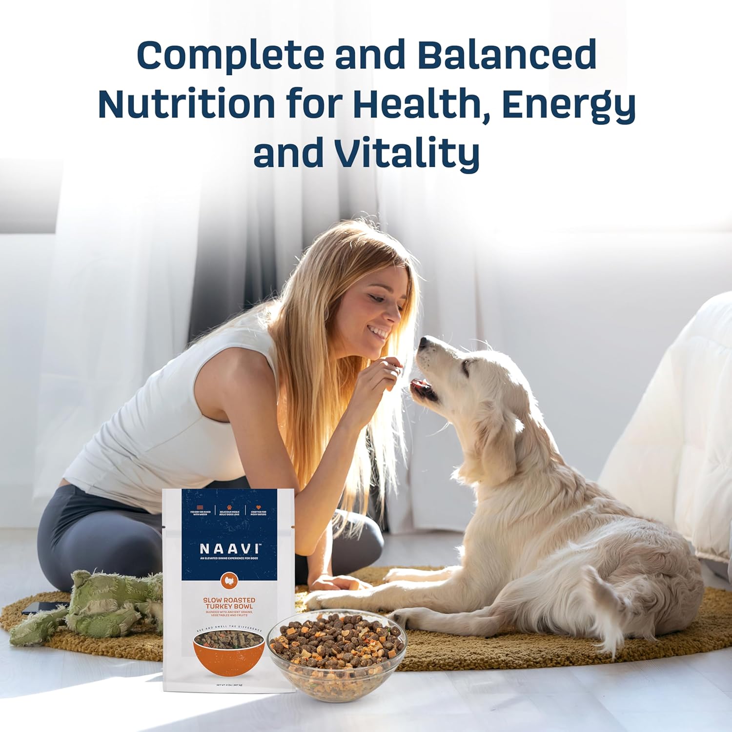 Natural Dog Food - Slow-Roasted Turkey Bowl with Ancient Grains, Vegetables & Fruits - Ideal Wet/Dry Meal or Premium Dog Food Toppers for Picky Eaters (6 oz, Pack of 2)