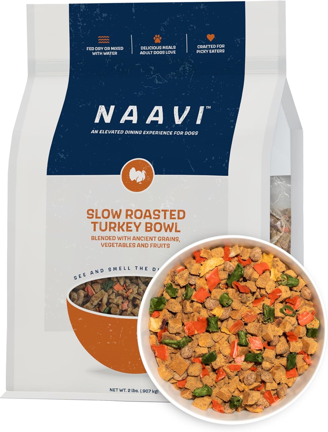 Natural Dog Food - Slow-Roasted Beef Bowl with Ancient Grains, Vegetables & Fruits - Ideal Wet/Dry Meal or Premium Dog Food Toppers for Picky Eaters (3 oz, Pack of 1)