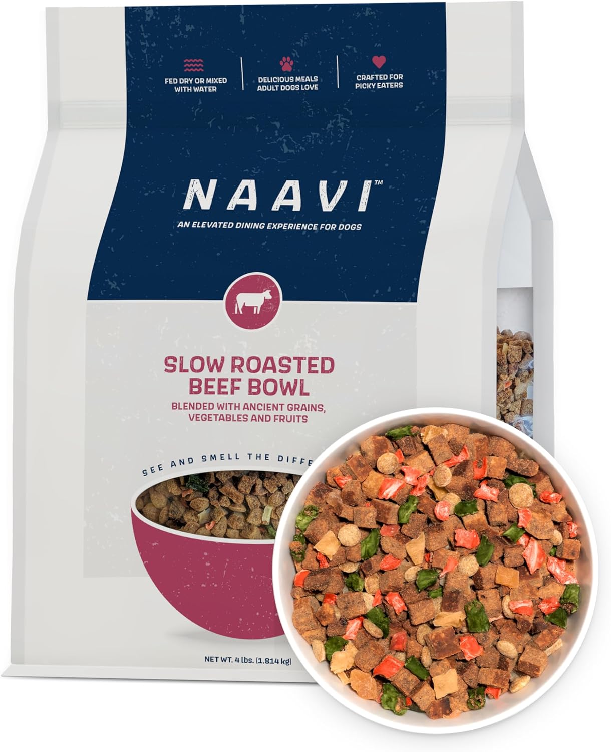Natural Dog Food - Slow-Roasted Turkey Bowl with Ancient Grains, Vegetables & Fruits - Ideal Wet/Dry Meal or Premium Dog Food Toppers for Picky Eaters (6 oz)