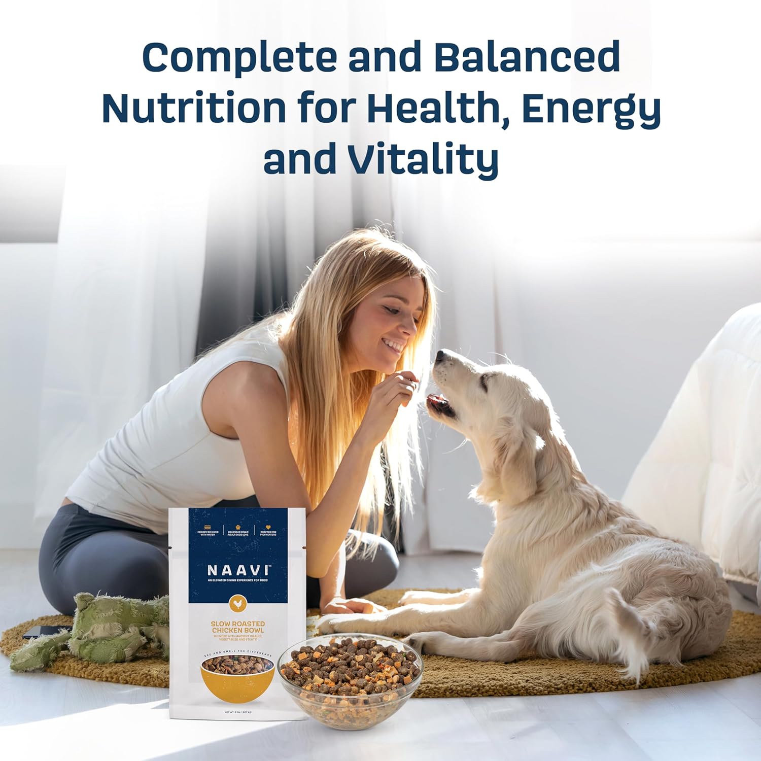 Natural Dog Food - Slow-Roasted Chicken Bowl with Ancient Grains, Vegetables & Fruits - Ideal Wet/Dry Meal or Premium Dog Food Toppers for Picky Eaters (6 oz, Pack of 2)
