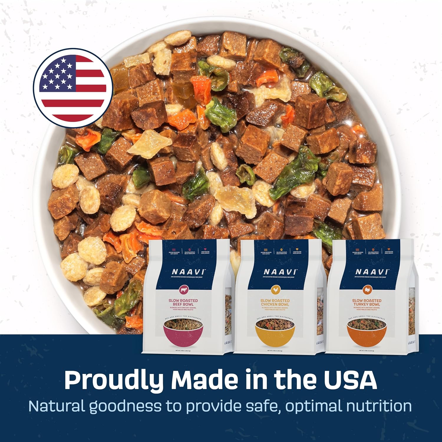 Natural Dog Food - Slow-Roasted Beef Bowl with Ancient Grains, Vegetables & Fruits - Ideal Wet/Dry Meal or Premium Dog Food Toppers for Picky Eaters (4 lbs)