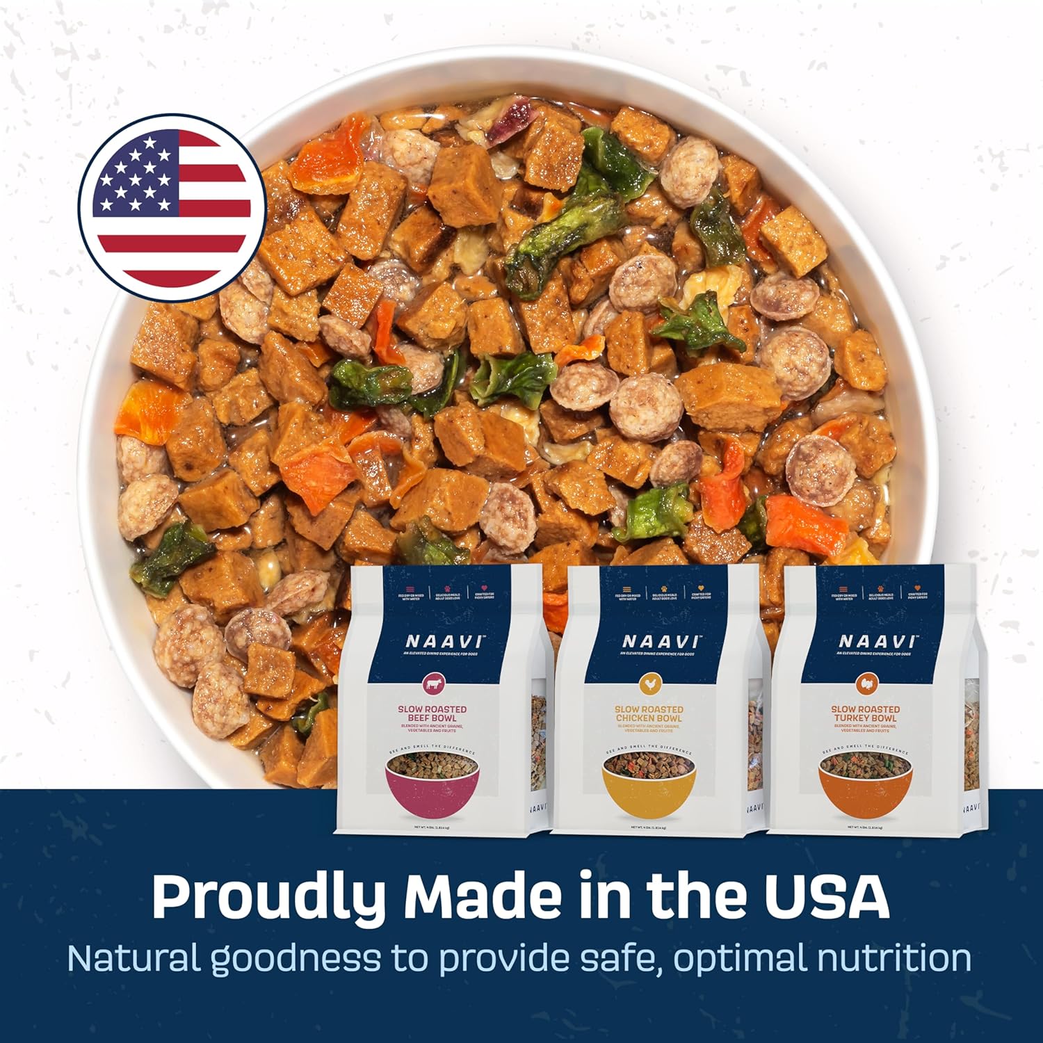 Natural Dog Food - Slow-Roasted Turkey Bowl with Ancient Grains, Vegetables & Fruits - Ideal Wet/Dry Meal or Premium Dog Food Toppers for Picky Eaters (4 lbs)