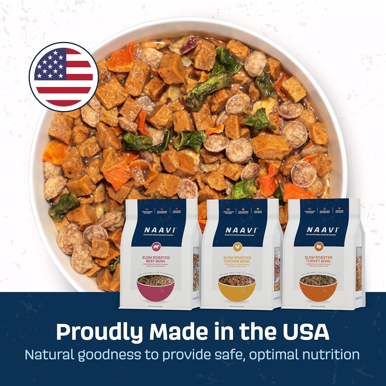 Natural Dog Food - Slow-Roasted Turkey Bowl with Ancient Grains, Vegetables & Fruits - Ideal Wet/Dry Meal or Premium Dog Food Toppers for Picky Eaters (3 oz, Pack of 1)