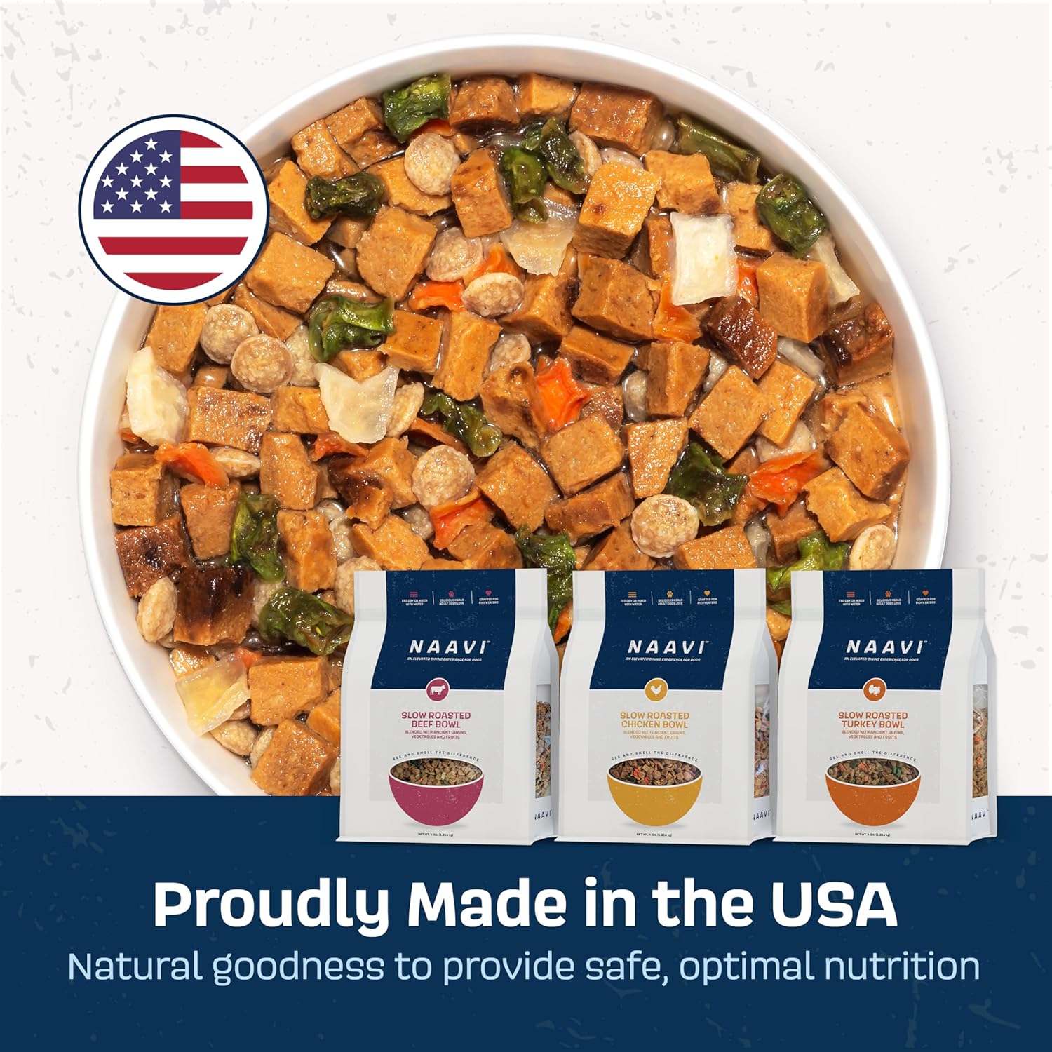 Natural Dog Food - Slow-Roasted Chicken Bowl with Ancient Grains, Vegetables & Fruits - Ideal Wet/Dry Meal or Premium Dog Food Toppers for Picky Eaters (4 lbs)