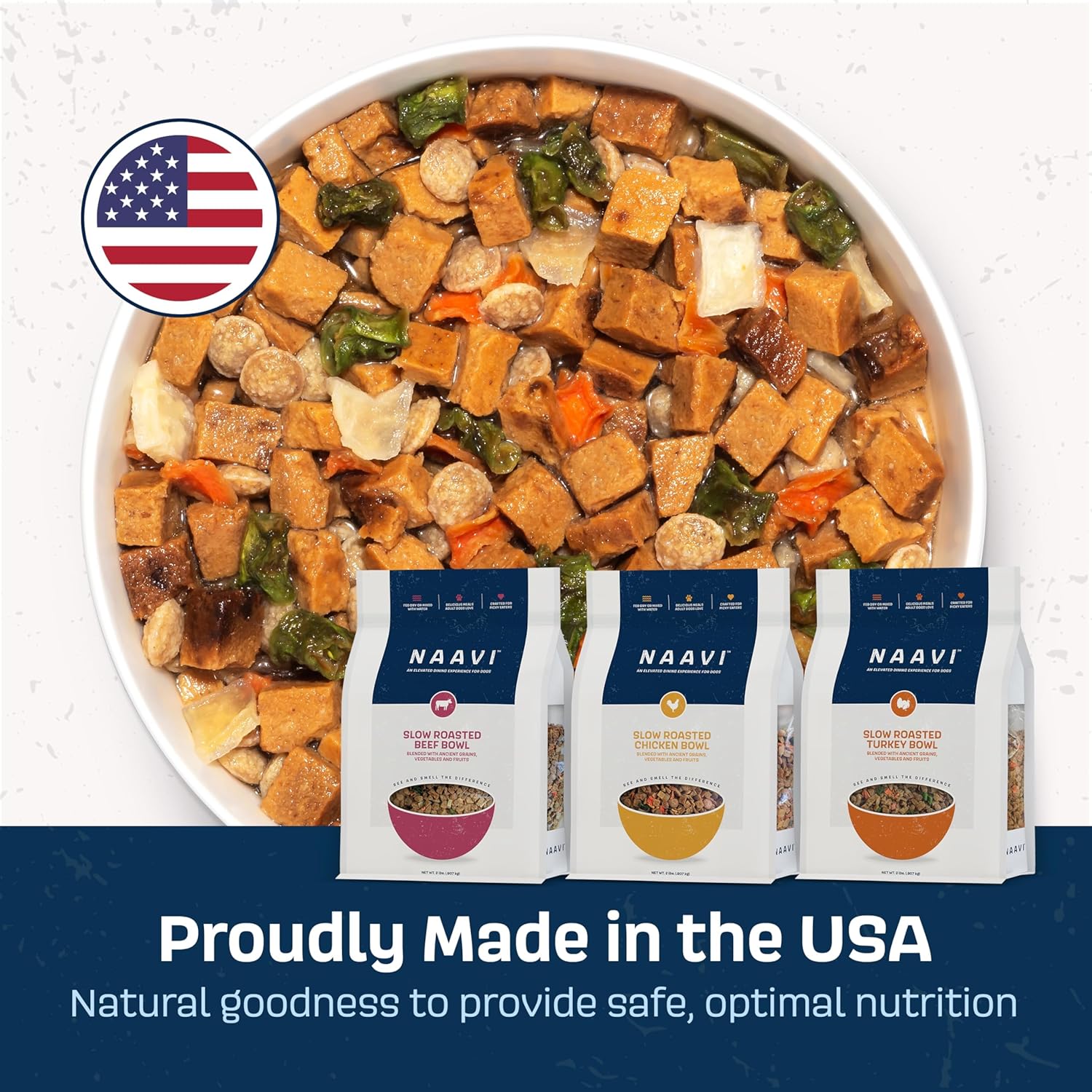 Natural Dog Food - Slow-Roasted Chicken Bowl with Ancient Grains, Vegetables & Fruits - Ideal Wet/Dry Meal or Premium Dog Food Toppers for Picky Eaters (6 oz)